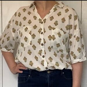 Linen Blend Button Down Shirt